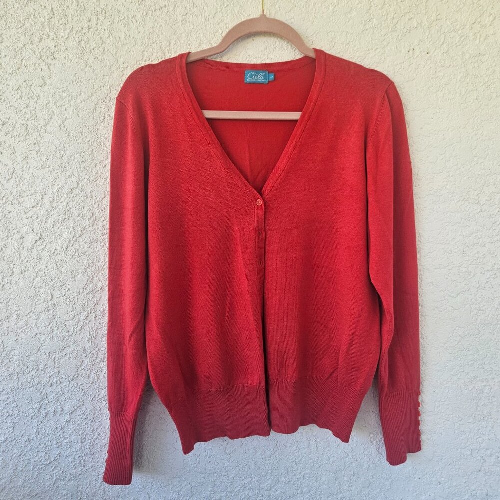 Cielo Red Cardigan Sweater